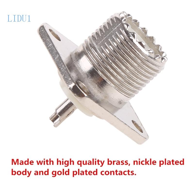Lidu1 หญิง SO239 4 หลุมหน้าแปลนแชสซี Mount Solder Coax อะแดปเตอร์สําหรับ PL259 ปลั๊กชาย