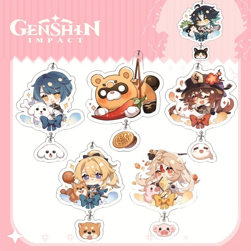 น่ารัก Genshin Collision Shogun Yae Miko Xiao Venti Zhongli เกมพวงกุญแจอะคริลิคสําหรับผู้ชายและผู้หญ