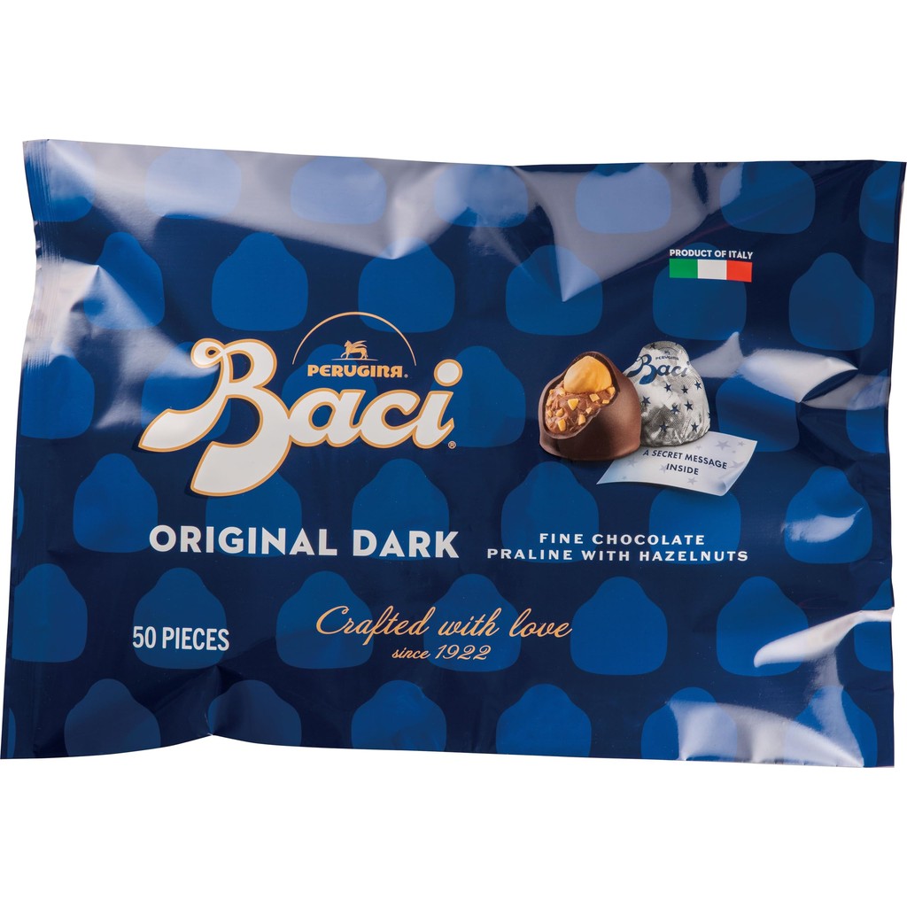 Perugina BACI Original Dark Chocolate 50 Pieces (Large Capacity, Individually Wrapped, Made in Italy