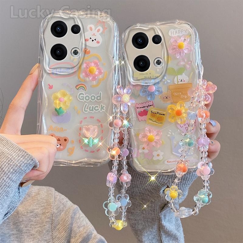 สําหรับ OPPO Reno 13 5G กรณีสาวน่ารัก 3D ตุ๊กตาดอกไม้ Rainbow กระต่ายนุ่มกันกระแทกการ์ตูน OPPO Reno1