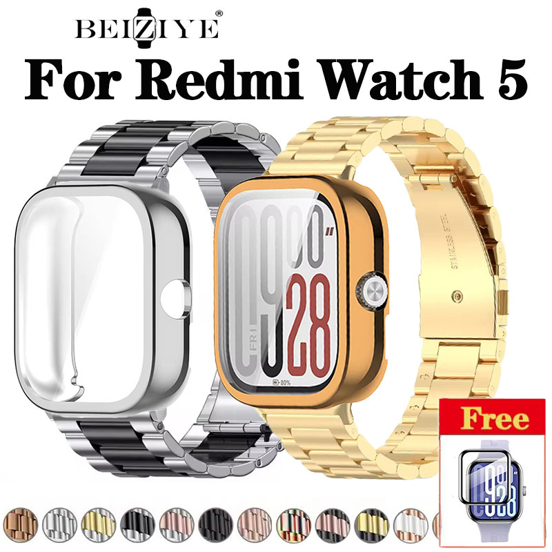 สายโลหะสําหรับ Xiaomi Redmi Watch 5 พร้อม TPU Case Screen Protector สําหรับ Redmi Watch 4 เปลี่ยนสแตนเลส Replacemen Watchband