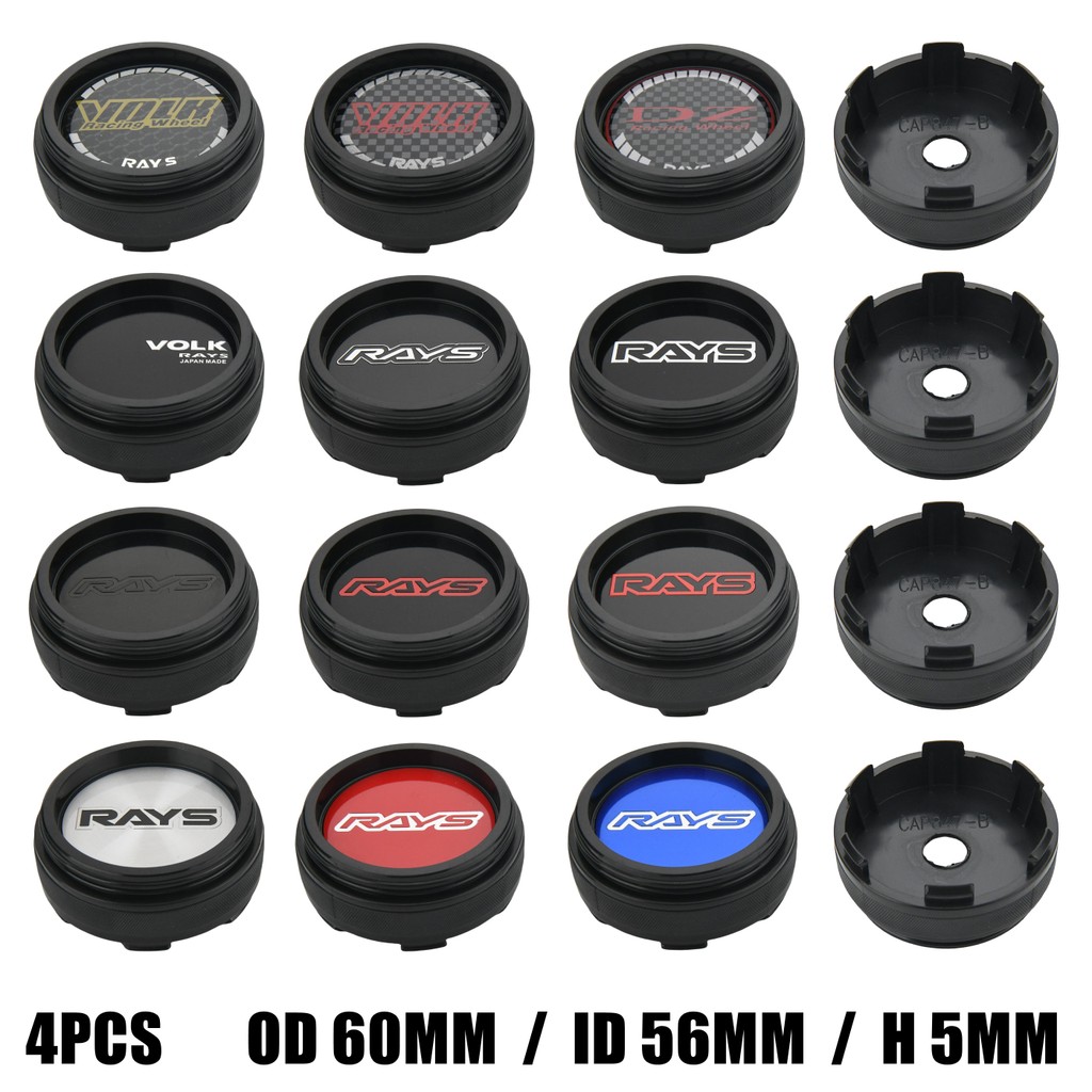 4ตัว ฝาครอบดุมล้อ 60มม ฝาครอบล้อ RAYS ขอบ VOLK Racing สติ๊กเกอร์ ฝาปิดดุมล้อ