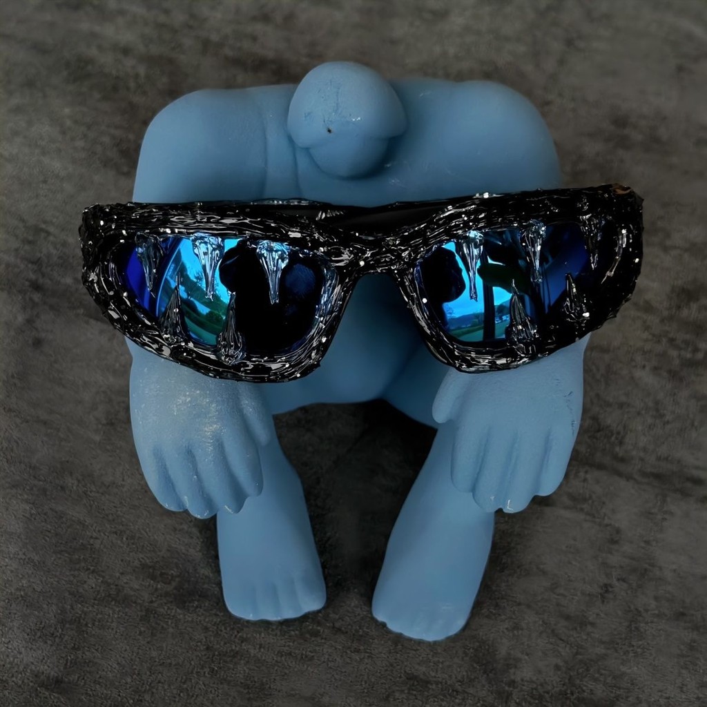 ✨Pi0neeR Glacier แว่นกันแดด avant-garde มืด สไตล์อเมริกัน สตรีทแฟชั่น