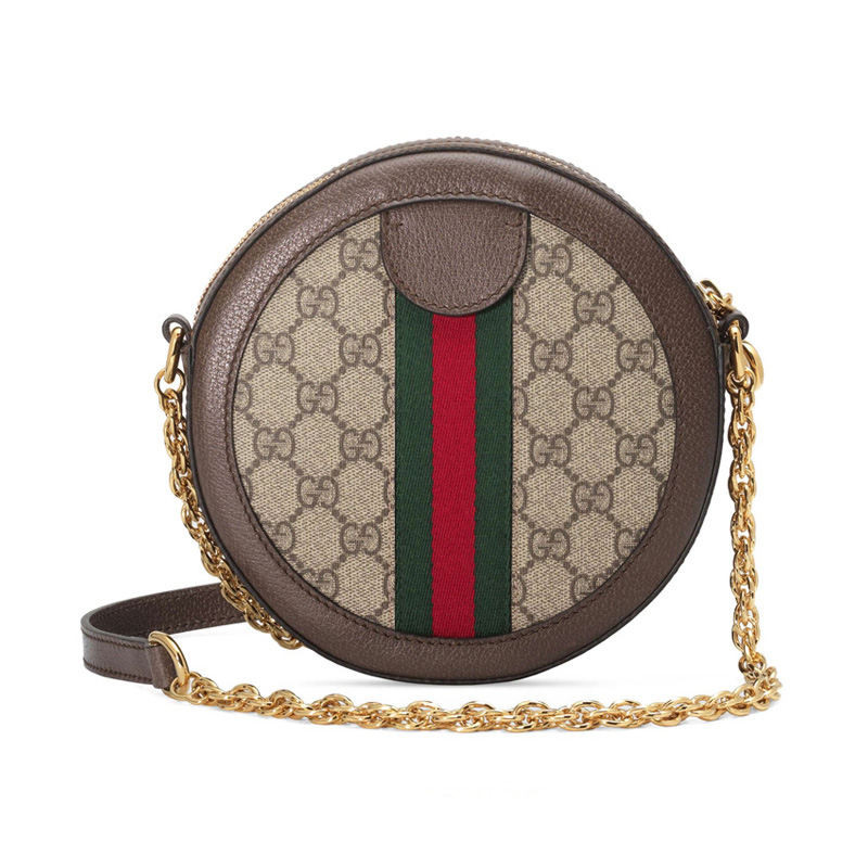 GUCCI กุชชี่/โอฟิเดีย/ทรงกลมมินิ/กระเป๋าโซ่กลม/กระเป๋าสะพาย/กระเป๋าสะพายข้าง/กระเป๋าเค้กทรงกลม ของแท