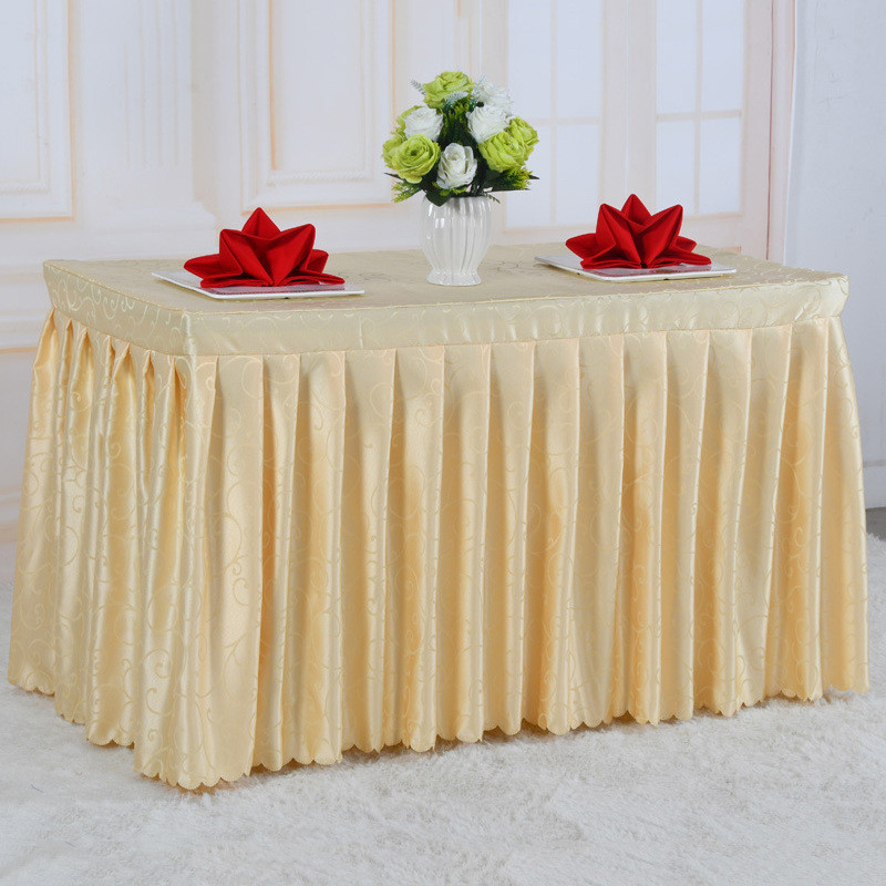 ผ้าปูโต๊ะจับจีบ (ทอลาย) มีให้เลือกหลายขนาด เหมาะสำหรับห้องประชุม งานแสดงสินค้า - รูปที่ 2