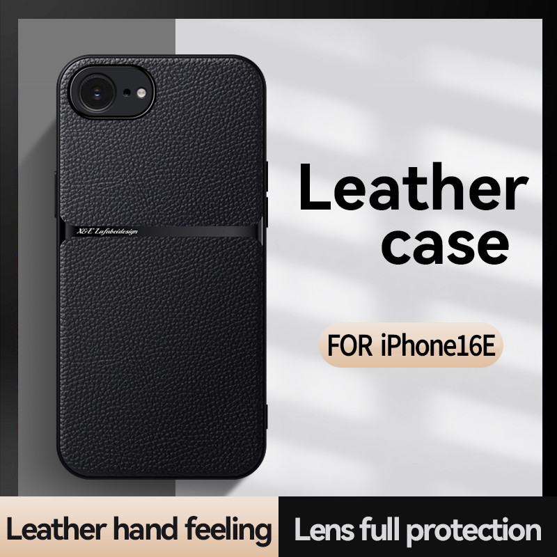 สําหรับ iPhone 16E / 17E กรณี ELVEV กันกระแทก Ultra-thin Smooth PU หนัง Soft TPU Border ฝาครอบโทรศัพท์