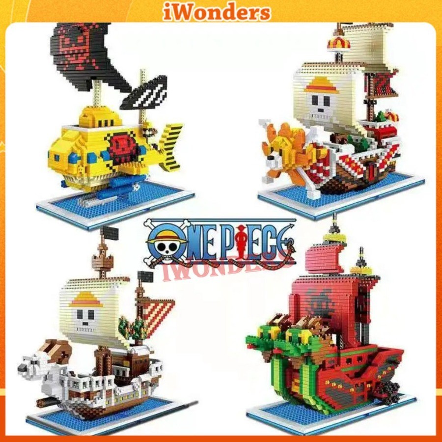 Thousand Sunny One Piece Pirate Ship Model Building Blocks Wanli Sunshine Nano Blocks Aldult ของเล่นเด็กของขวัญ