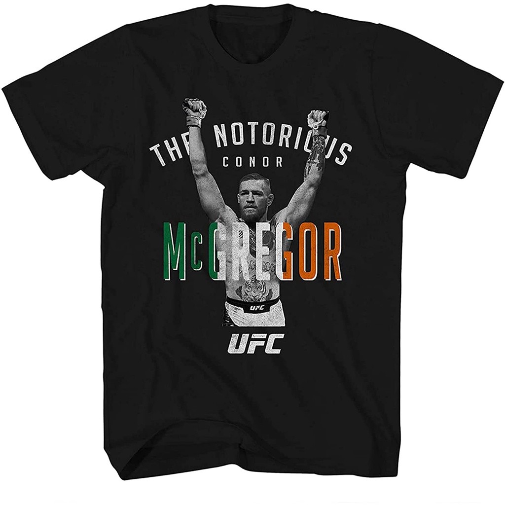 Ufc Conor McGregor เสื้อยืดลําลองสําหรับผู้ชายแขนสั้นพิมพ์ลาย The Notorious Conor McGregorผ้าCotton 
