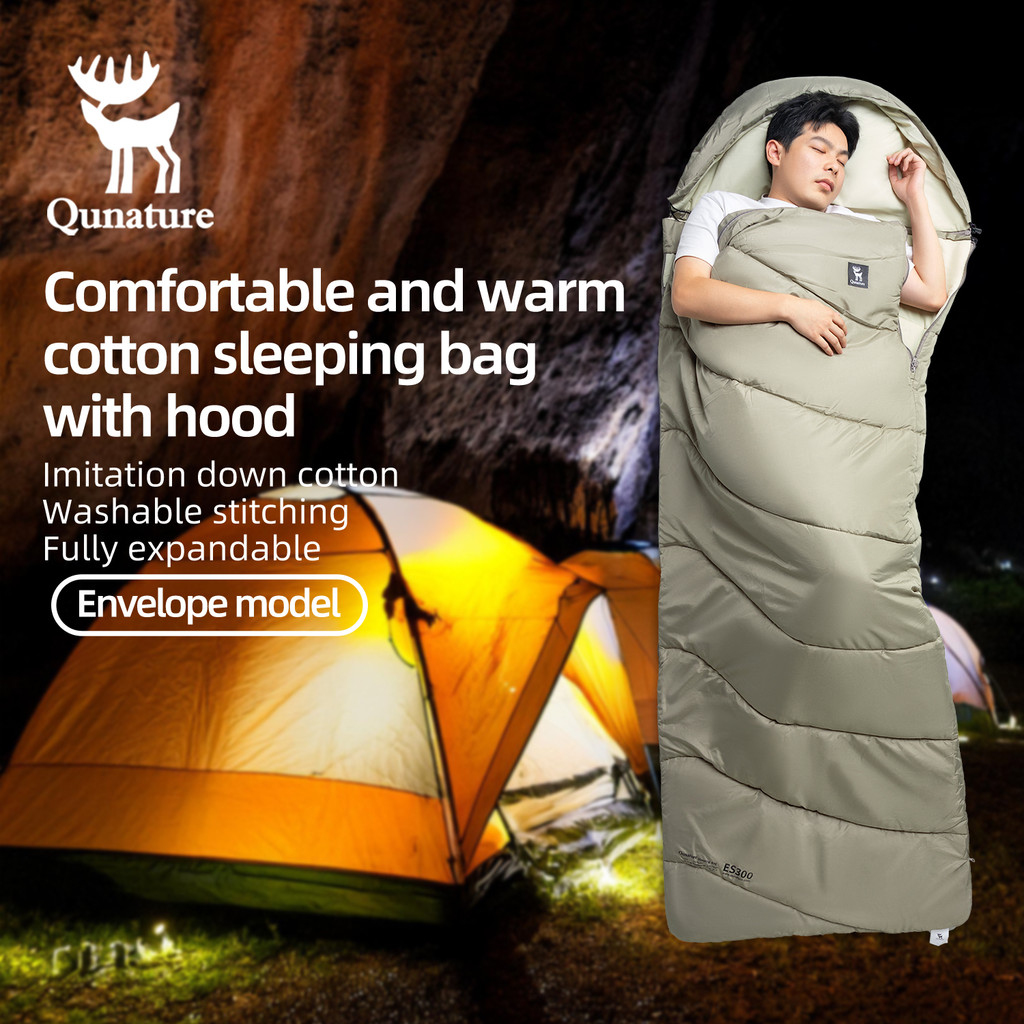 Qunature ถุงนอนกลางแจ้งฤดูหนาวความอบอุ่น Camping กระเป๋าพกพา Single Person Splicing Quilt อุปกรณ์กลา