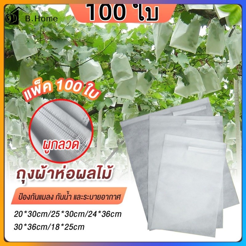 ถุงห่อผลไม้ 100 ใบ ถุงห่อมะม่วง ใช้ห่อกันแมลง เพลี้ย แสงแดดไม่ต้องห่อกระดาษทับ ใช้ซ้ำได้ ไม่มีไอน้ำเกาะในถุง ถุงห่อฝรั่ง