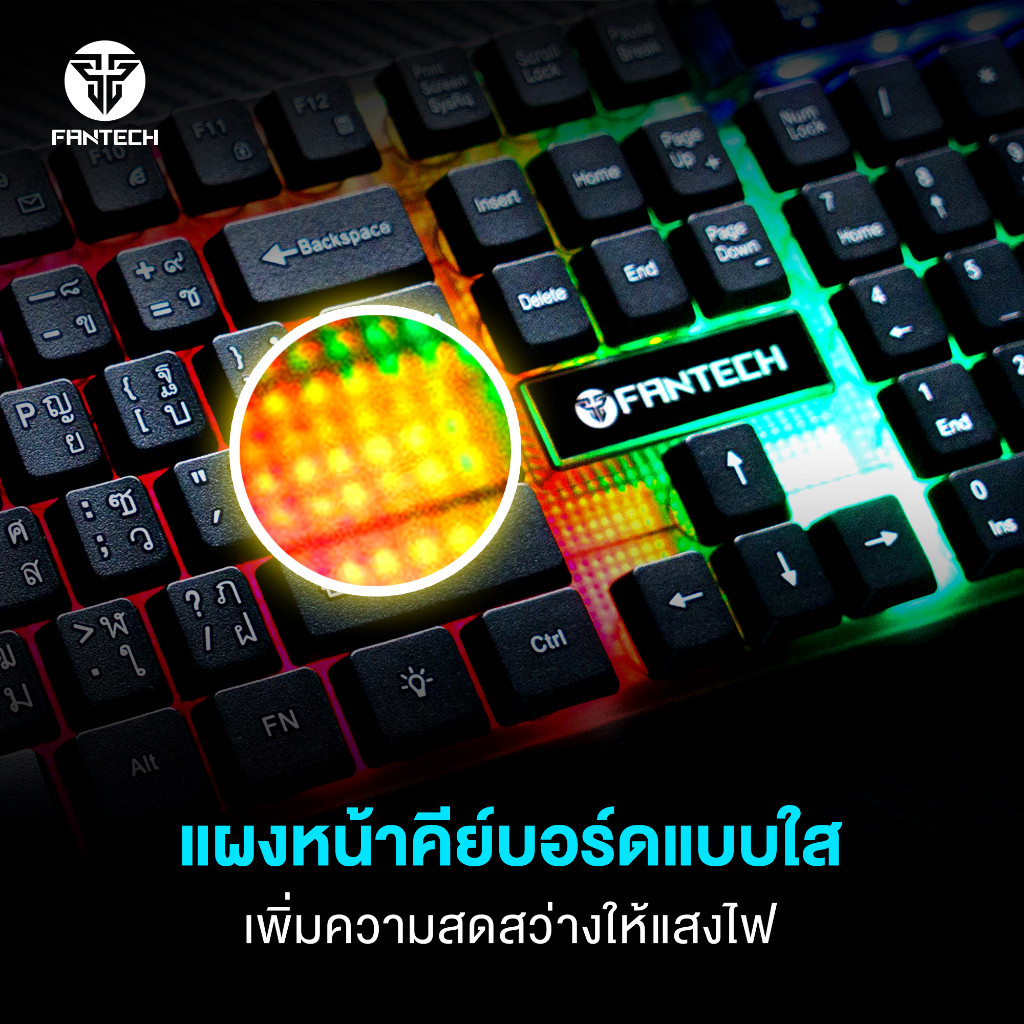 FANTECH รุ่น K514 คีย์บอร์ดเกมมิ่ง Semi Mechanical ไฟ RGB Gaming Keyboard