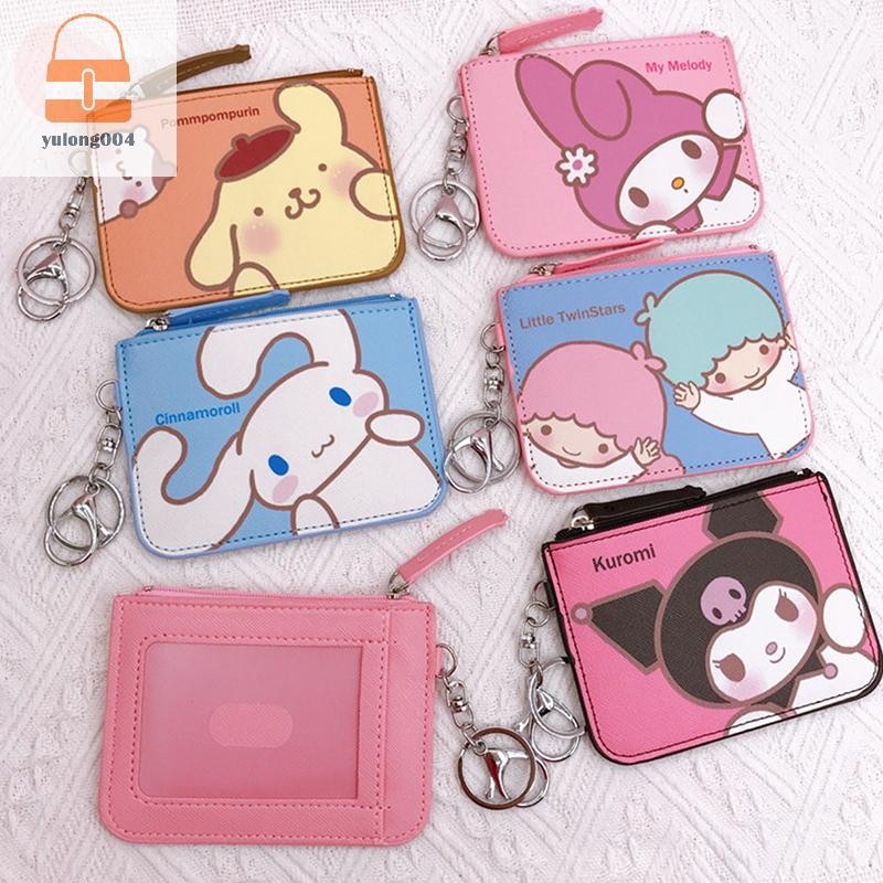 [PE] Kawaii กระเป๋าการ์ตูน Melody Pom Purin Kuromi หนังการ์ดแขนกระเป๋าใส่เหรียญจี้พร้อมพวงกุญแจ TH