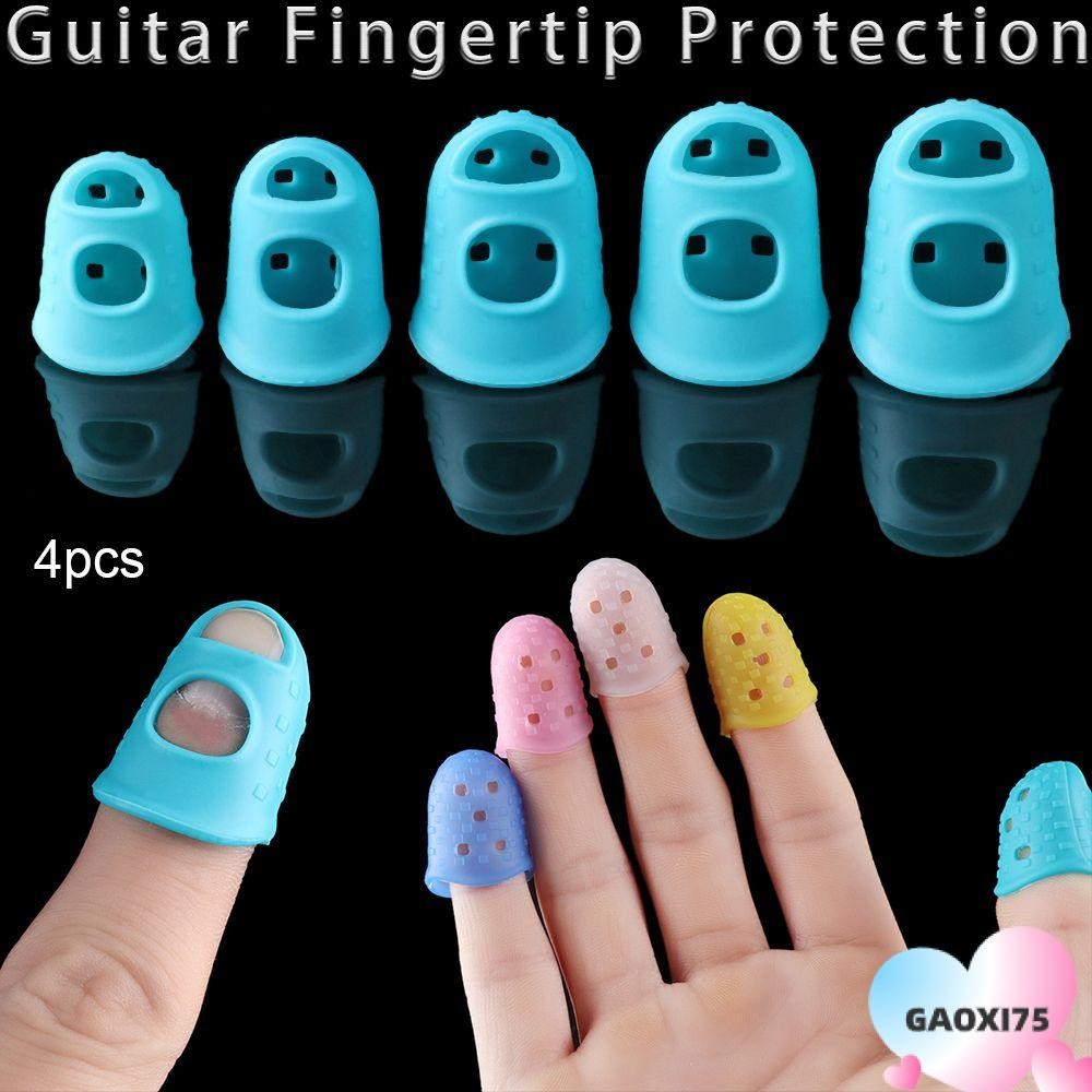 Gaoxi75 4 ชิ้น/เซ็ตกีตาร์ปลายนิ้วป้องกัน XS/S/M/L/XL ลื่น Antipain Fingersall สําหรับ Ukulele