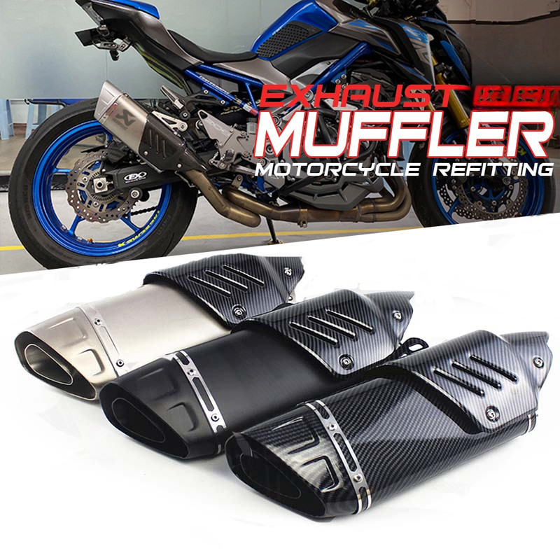 Universal Mufflers 51MM/2" ID ท่อไอเสียรถจักรยานยนต์ M1Akra R1 ท่อไอเสียพร้อมฝาปิดทนความร้อน