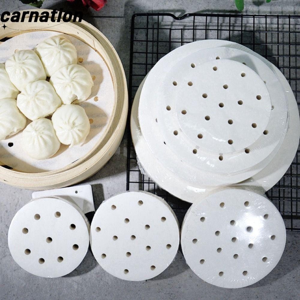 Carnation 100 ชิ้น Buns ขนมอบกระดาษไม่ติด, รอบ 4/5/6/7/8in Steamer กระดาษ, ทิ้ง Buns Pad กระดาษครัวท