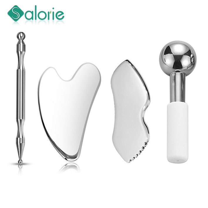 Salorie สแตนเลสฟิตเนสกล้ามเนื้อขูดนวด Scraper Gua Sha Board Face Body Massager