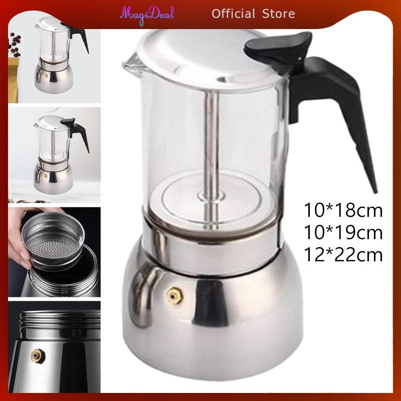 Magideal เครื่องชงกาแฟหม้อ Espresso Maker น้ําหนักเบาเตาตั้งพื้น Espresso Maker สําหรับ Cappuccino L