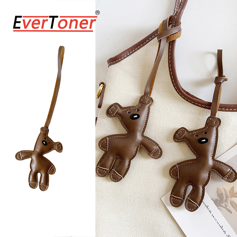 Evertoner Multi-Functional จี้หนัง PU พวงกุญแจหมีน้อยน่ารักกระเป๋าการ์ตูนจี้รถเครื่องประดับ