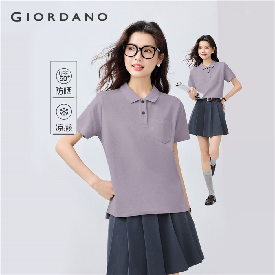 GIORDANO WOMEN Ice cooling single pocket polo shirt 13315202