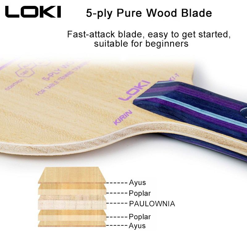 Original LOKI KIRIN K1-T ใบมีดปิงปอง(5ไม้,ALL+) พายค้างคาวปิงปองพร้อม RXTON1 ยางสําหรับผู้เริ่มต้น - รูปที่ 3