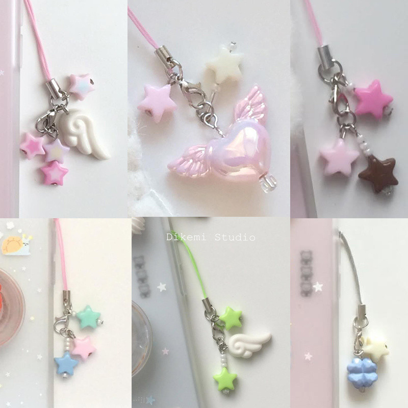 เกาหลี อิน ซอก หวานและน่ารักปีกนางฟ้า เพนตาเคิล พวงกุญแจโซ่โทรศัพท์มือถือจี้โซ่สายโทรศัพท์