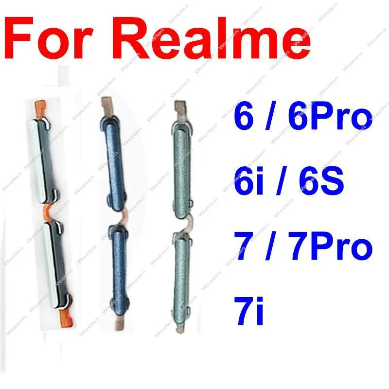 สําหรับrealme 7 7 Pro 6 6 Pro 7i 6i 6S 4G 5Gปริมาณด้านข้างปุ่มOn OFF Power Volumeคีย์ด้านข้างปุ่มเปลี่ยน