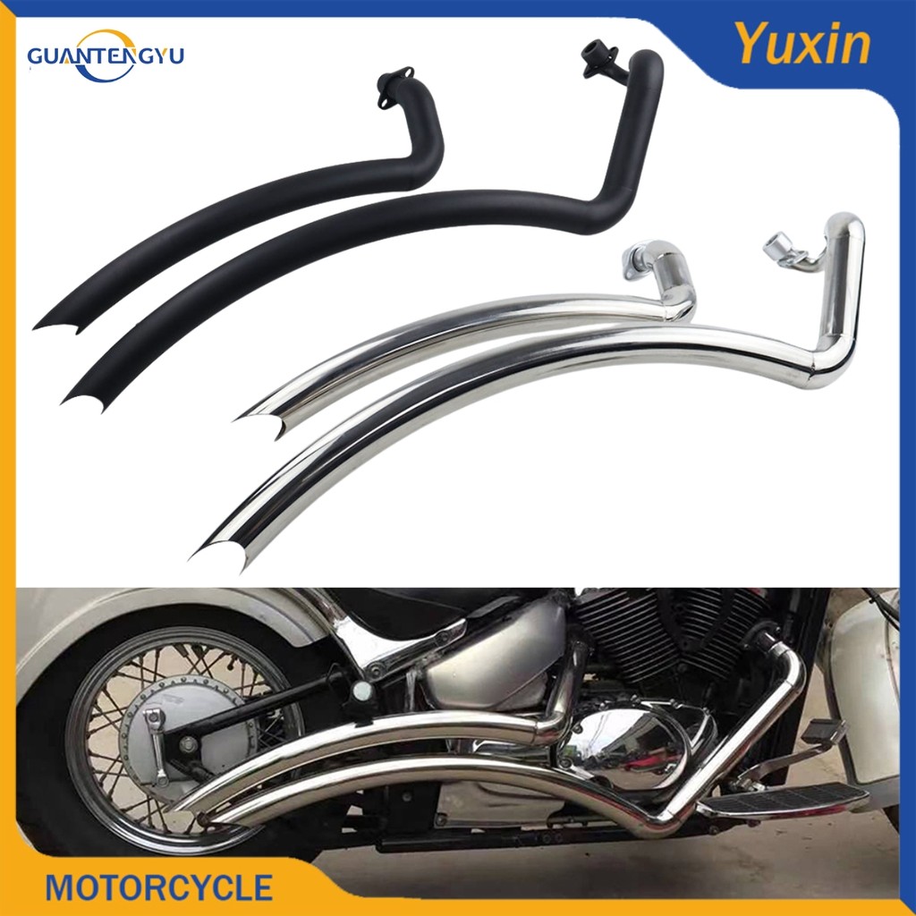 เหมาะสําหรับ Yamaha XVS650 XVS400 ดัดแปลง Retro VH ท่อไอเสียพร้อม Silencer Tiger Mouth Exhaust