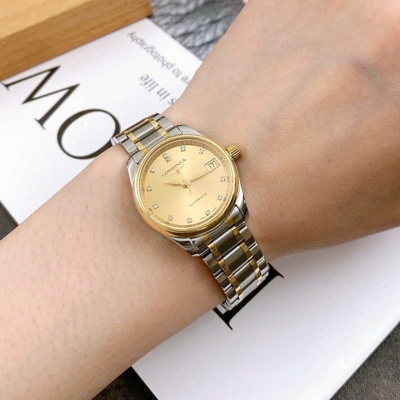 ชุดนาฬิกา Longiness ทํานาฬิกาข้อมือซีรีส์แบบดั้งเดิมนาฬิกากลไกอัตโนมัติหญิงของแท้ L2.128.5.37.7