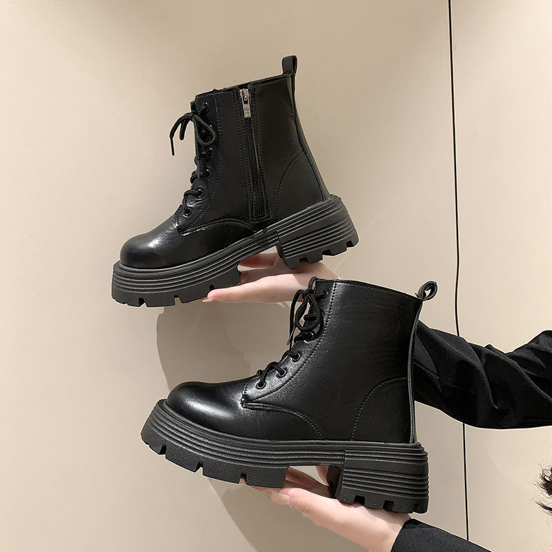 British Huizhou Martin Boots Womens Single Boots Early Thick-Soled Thin Short Boots