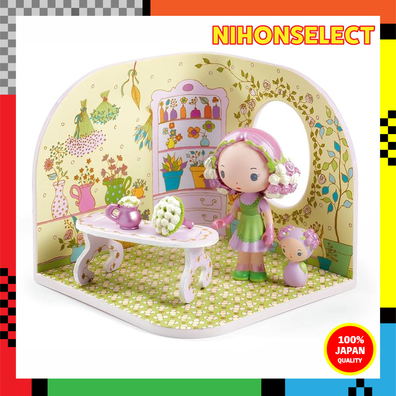 DJECO Tini Rose Tiny Shop Dollhouse Toy House Flower Shop Miniature House Pretend Play Educational T