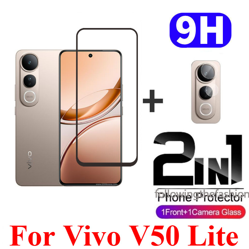 2 in 1 ป้องกันหน้าจอสําหรับ vivo V50 Lite 4G vivo V 50 V50Lite V40 Lite 4G 5G Full Coverage HD กระจกนิรภัยป้องกันหน้าจอโทรศัพท์ฟิล์มด้านหน้ากล้องกลับฟิล์ม