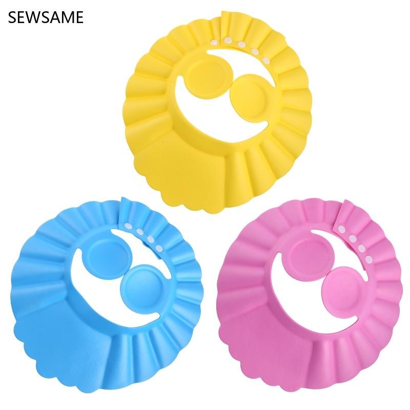 Sewsame หมวกอาบน้ําเด็กหมวกอาบน้ําอาบน้ําเด็กสําหรับหมวกหัว Visor สําหรับสระผมปรับปลอดภัยแชมพูอาบน้ํา