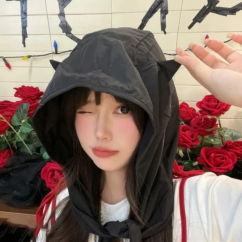 Halo studio พร้อมส่ง  หมวกกันแดดสตรี หมวกน่ารัก หูแมว วิธีการสวมใส่หลากหลาย ราคา ถูกที่สุด ดีลบีเคเค แกลเลอรีภาพที่ 3