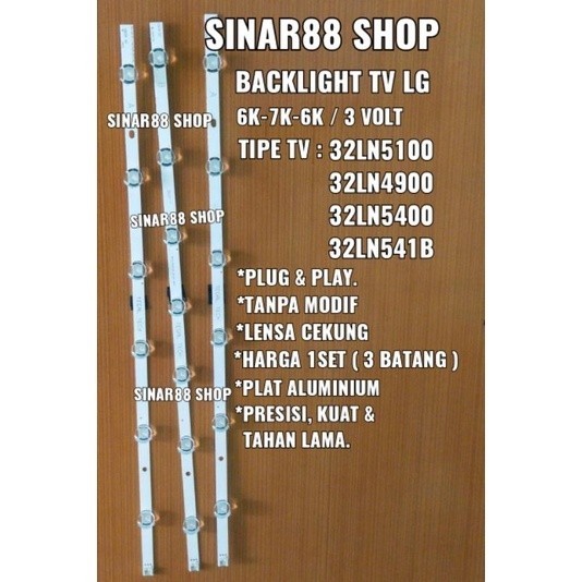 LG TV BACKLIGHT 6-7-6 6K 7K 6K 3V 3 VOLT 32LN5100 32LN4900 32LN5400 32 LN BL ไฟ LED