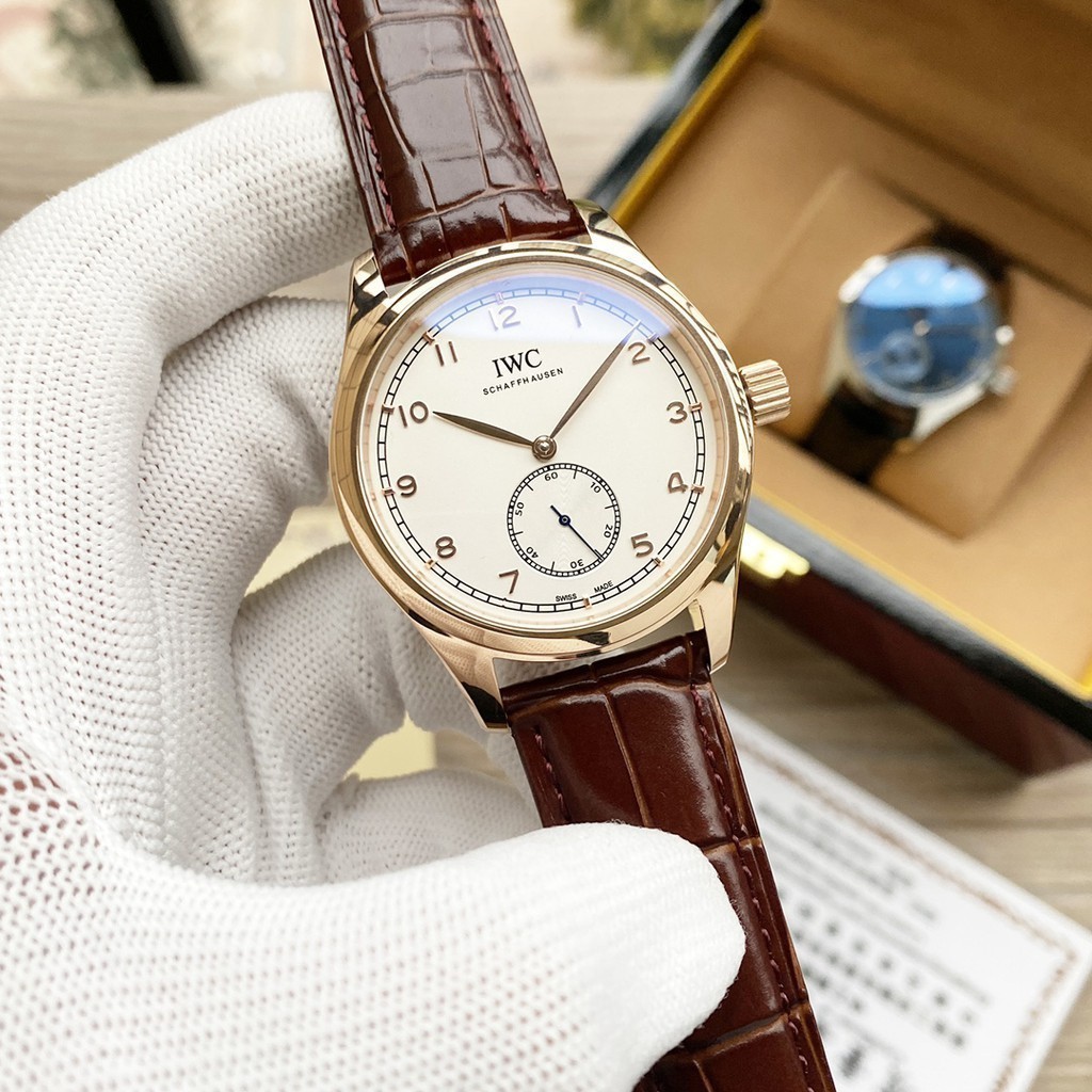 Iwc _ นาฬิกากลไกอัตโนมัติสองมือกึ่งคลาสสิกสําหรับผู้ชาย 40 มม.
