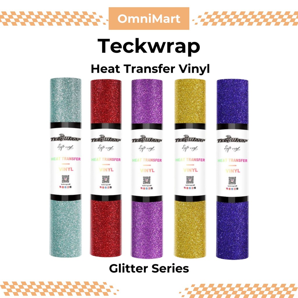 TeckWrap HTV Iron on Vinyl Cricut/Silhouette – Glitter Heat Transfer Vinyl 12"x5ft Craft Vinyl