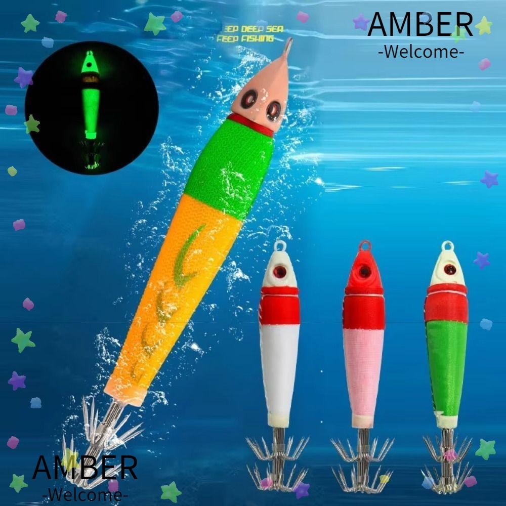 Amber เหยื่อกุ้ง, ตะกั่ว Sinker เหยื่อตกปลากุ้งไม้ส่องสว่าง, 2025 ตะขอ 80g 90g 120g จําลองตะขอปลาหมึก