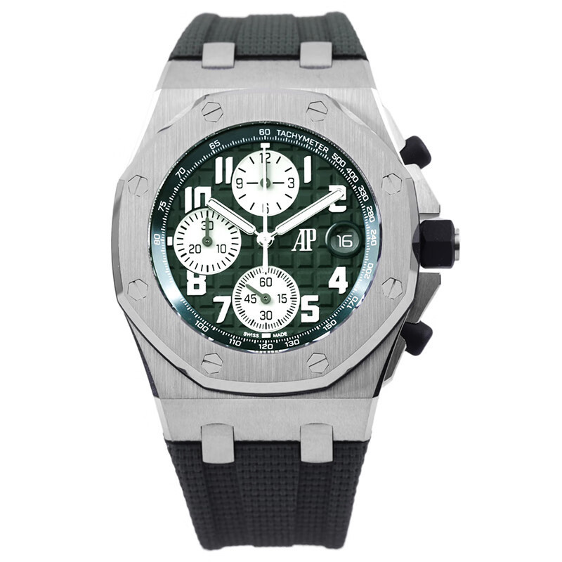 Aibi Royal Oak 26238TI ใหม่ สายนาฬิกาข้อมือไทเทเนียมใส เส้นผ่าศูนย์กลาง 42 สีเขียว