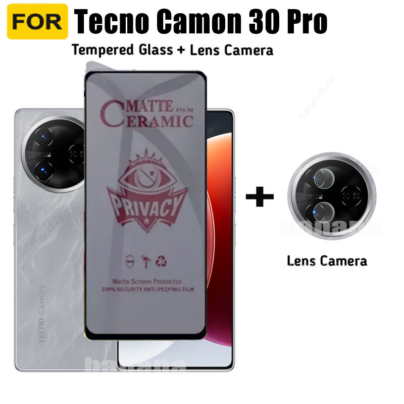 2in1 Tecno Camon 30 Pro กระจกนิรภัย ป้องกันการแอบมอง สําหรับ Tecno Camon 30 5G ความเป็นส่วนตัว ฟิล์มนิ่ม และตัวป้องกันกล้อง