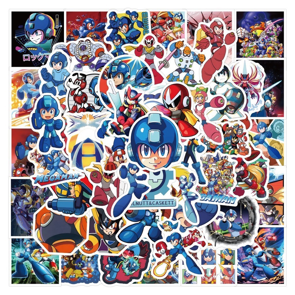 สติกเกอร์ PVC ลายการ์ตูน Mega Man/ROCKMAN กันน้ํา สําหรับติดตกแต่งวิดีโอเกม 60 ชิ้น