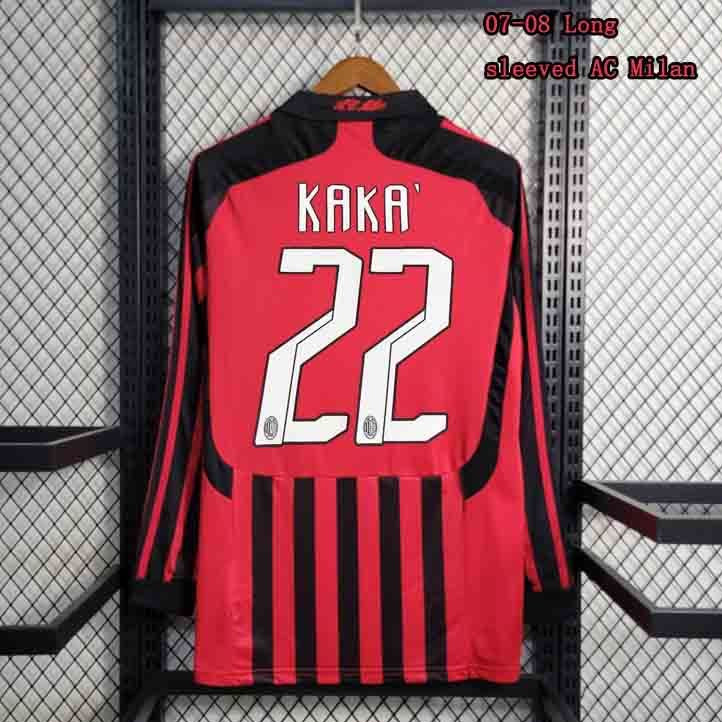 เสื้อกีฬาแขนสั้น ลายทีมชาติฟุตบอล Milan 07 08 AC 2007 2008 Home KAKA PIRLO INZAGHI ชุดเหย้า สําหรับผู้ชาย