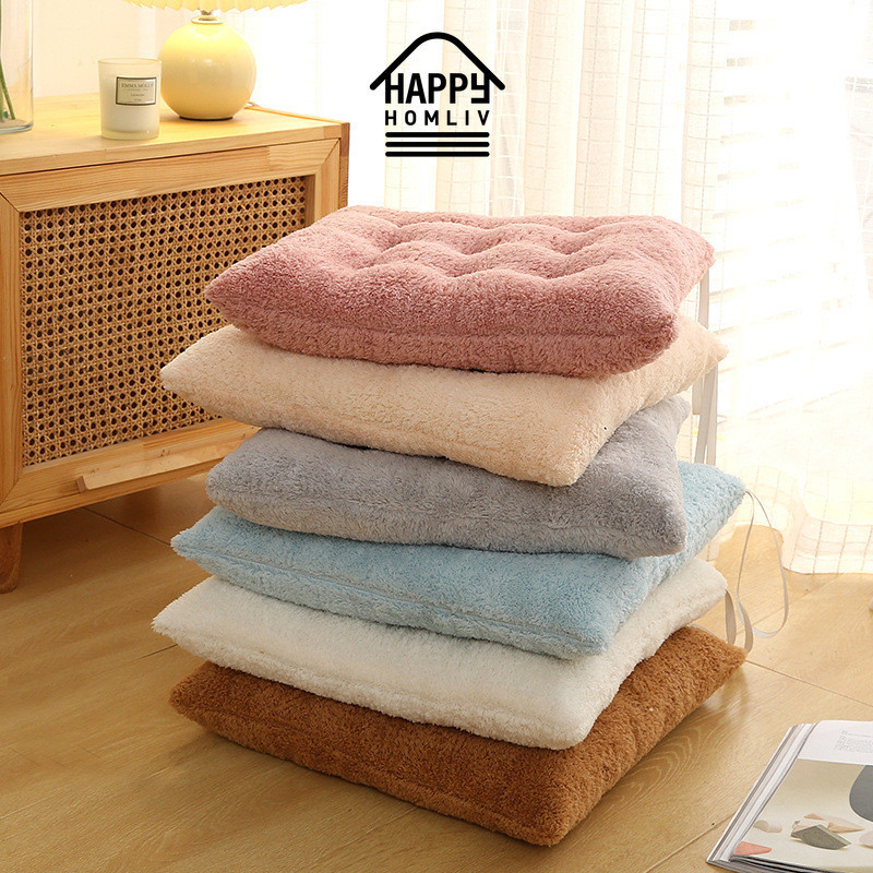 Happy HOMLIV หนา Plush เบาะ Skin-Friendly เก ้ าอี ้ เบาะเก ้ าอี ้ รับประทานอาหารเบาะสํานักงานนักเรียนเก ้ าอี ้ เบาะ Anti-Slip เบาะชั ้ น