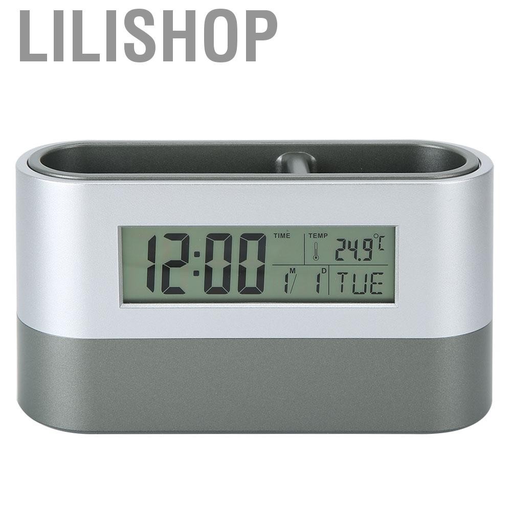 Lilishop Innovative Alarm Clock Creative Pen Holder LCD Electronic Digital Office Stationery Perpetual Calendar 
Multifunctional Bedside Display Temperature/Time/Date
