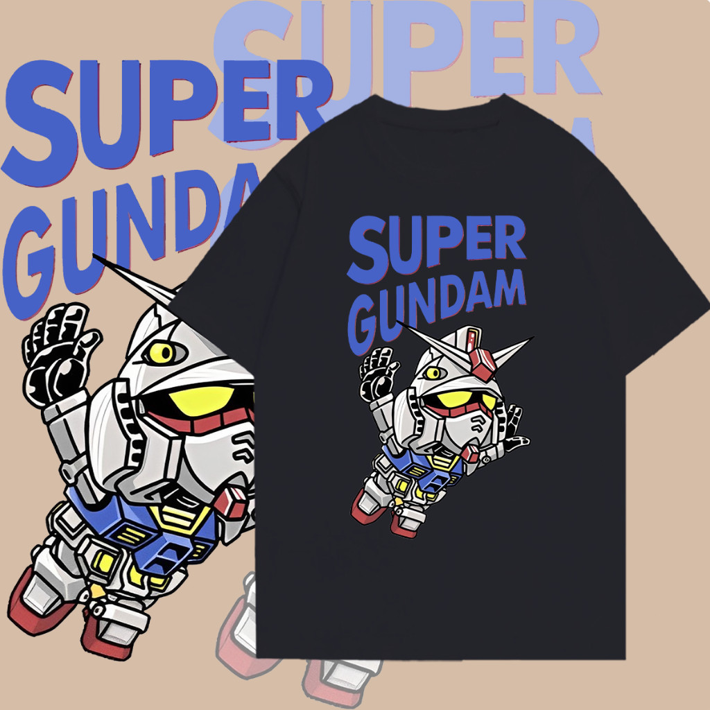 Gundam Mobile Suit แขนสั้น Anime T-Shirt ชายและผู้หญิง ลายเสื้อยืดด้านบนผ้าฝ้ายพิมพ์ลายแบบอะนิเมะ เสื้อยืดคุณภาพส