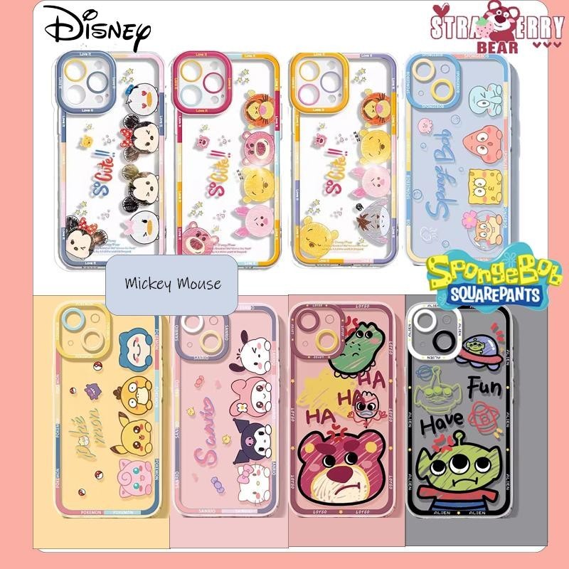 สําหรับ Samsung Galaxy A55 S24 Plus S23 S22 S21 หมายเหตุ 20 Ultra กรณี mickey เมาส์คู่ซิลิโคนนุ่มปกหลังน่ารักโปร่งใสกล้องป้องกัน