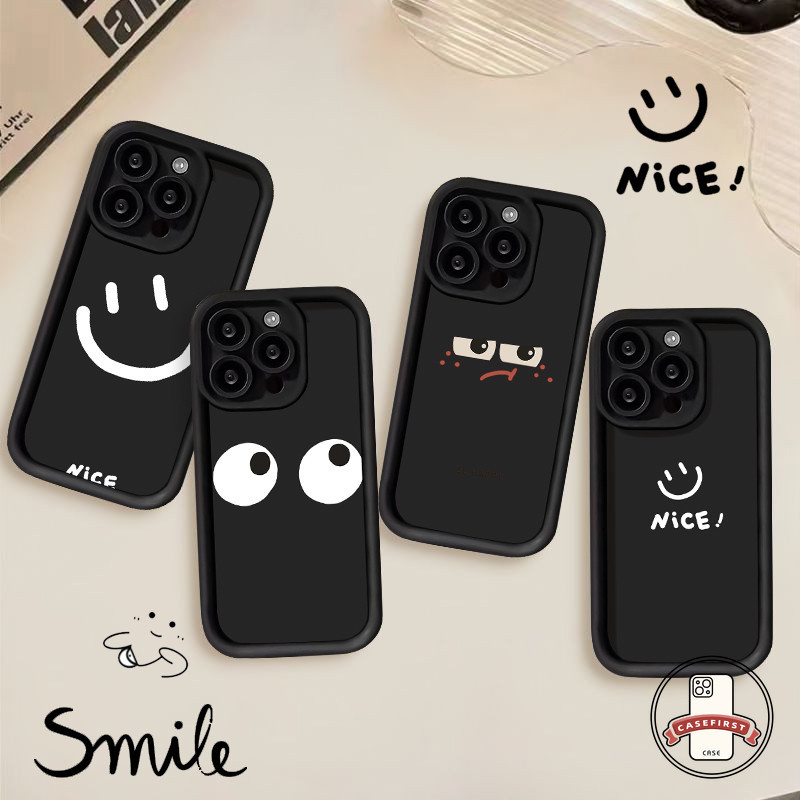 น่ารักยิ้มแสดงออกตลกเคสอ่อนเข้ากันได้กับ IPhone 11 13 15 14 12 Pro Max X 7Plus XR XS Max 15 8 7 14 6 6S Plus SE 2020