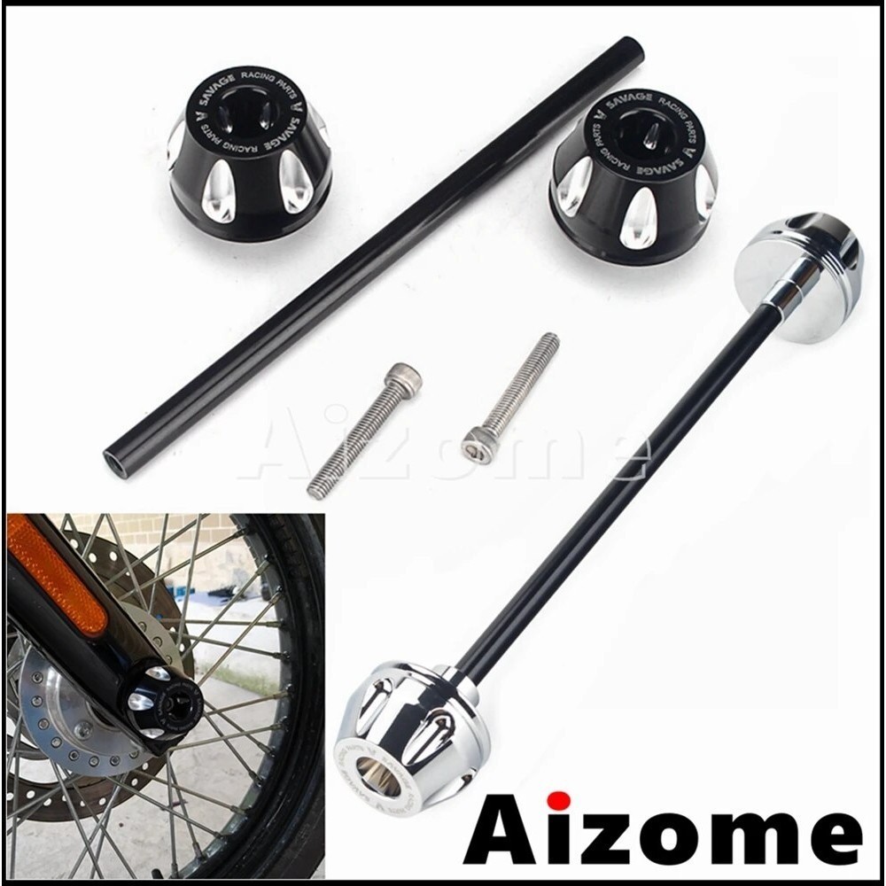 AI 3D Engraved Ball Cut Wheel Protection Crash Pad Aluminum 
Front Axle Fork Slider for Harley Softa