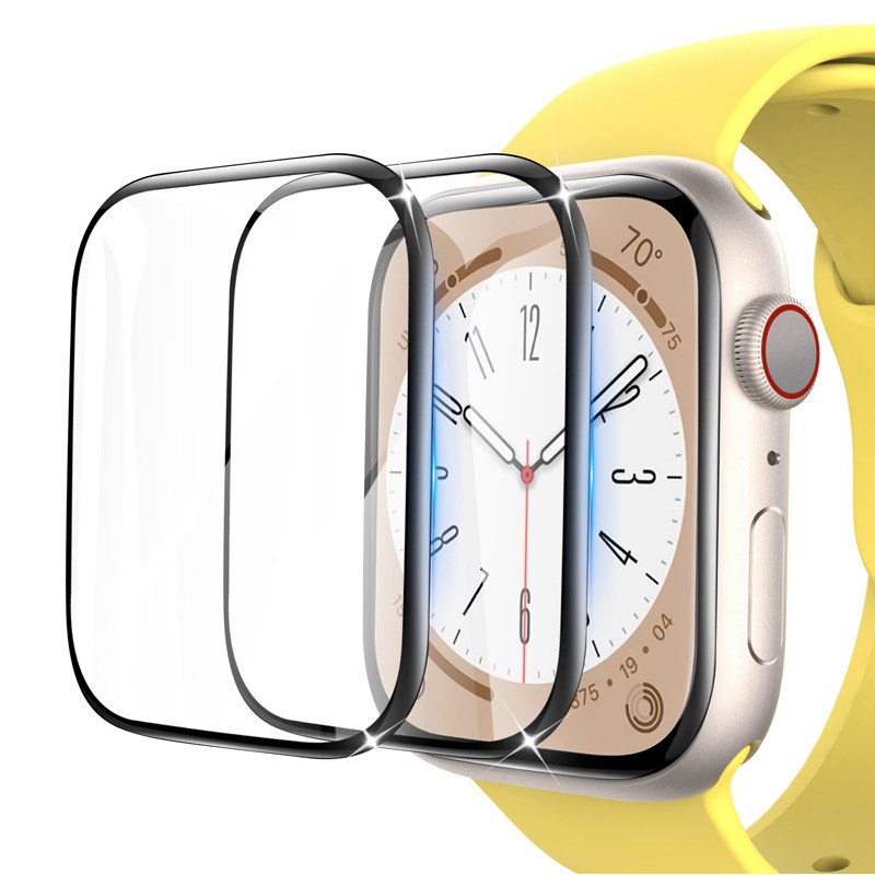 ฟิล์มกระจกนิรภัยกันรอยหน้าจอ ขอบสีดํา 10D สําหรับ Apple Watch Series 8 7 41 มม. 45 มม. 6 5 4 SE 40 มม. 44 มม. Series 3 2 1 38 มม. 42 มม. Watch Ultra 2 49 มม. 3 ชิ้น