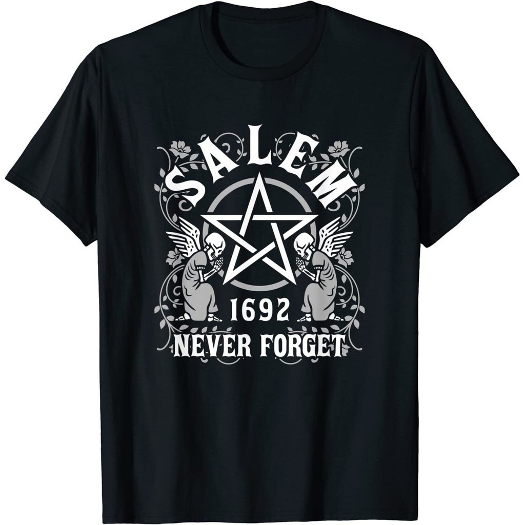 ใหม่จํากัด Salem Massachusetts Witch Coven Pentacle ไม่เคยลืม 1692 Tshirt