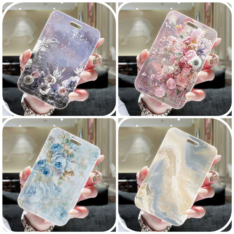Featured Hot Sale#Vincent Van Gogh's Oil Painting Simple Flowers Card Holder for Students Campus Meal Card Bus Pass Kindergarten Shuttle Hard Case Card Holder4.18NN